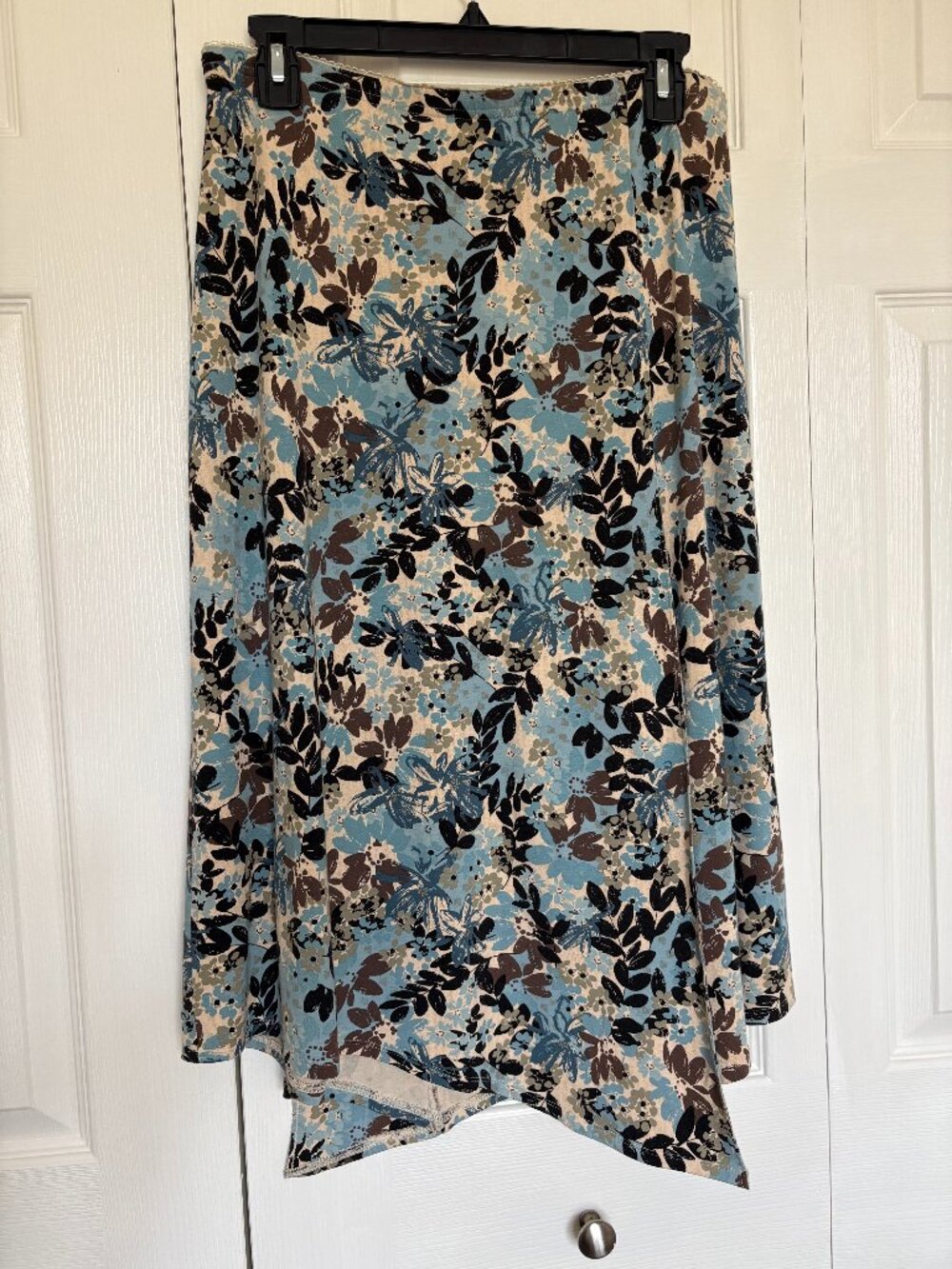 J. Jill Blue Floral Stretch Rayon Handkerchief Hem Skirt Size MP